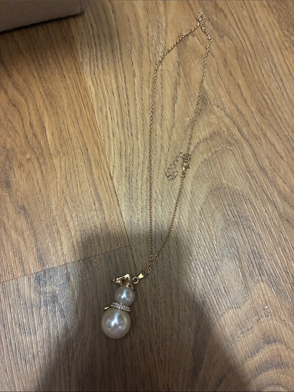 Gold Pearl Double-Drop Necklace with Crystal Accent
